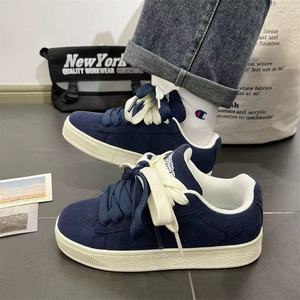 Chaussures de <span class=keywords><strong>skate</strong></span> bleues à semelle épaisse, style chic de Hong Kong, tendance, à l'aspect soigné, hiver, à lacets, unisexe, rétro, pour étudiants, toutes occasions - Product Image 2