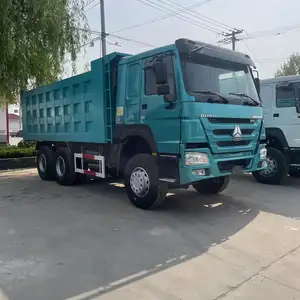 Sıcak satış kullanılan mavi howo ihracat kırmızı damperli kamyonlar 371hp 375hp kentsel inşaat çöp kamyonu 6x4 çöp taşıyıcı ağır kamyon