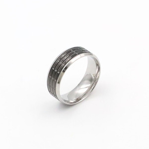 <b>Titanium</b> Steel <b>Ring</b> Geometric Shape Steel Color Men's Jewelry Gift Occasion Channel Setting Inlay - Product Image 5