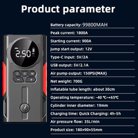 Kit Pengisian Ban Mobil dengan Pompa Booster Baterai, Tas Pompa Udara dengan Pompa Udara, Catu Daya Darurat Mini untuk Starter Mobil