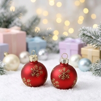 El más nuevo estilo Simple Gold Snow Christmas Glass Ball Titulares de tarjetas de visita u otros Decoraciones para fiestas de festivales Ecológico