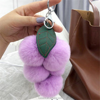 Joli raisin pompons porte-clés sac décoration moelleux Rex lapin fourrure pompons porte-clés voiture porte-clés pendentif accessoires breloques