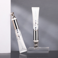 Emballage personnalisé de luxe pour soins des yeux, rouleau vibrant électrique en métal, crème pour les yeux cosmétique 20 ml, tube en plastique PE blanc mat