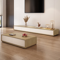 Meuble TV moderne de luxe extensible en bois, ensemble de meubles de salon avec console centrale et table basse