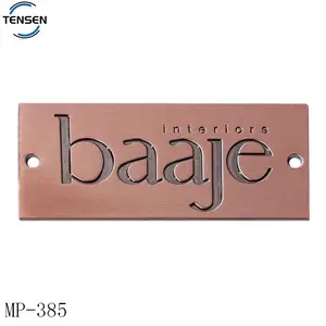 Etiqueta adesiva de metal da placa de cobre da antiguidade personalizada do retangular da impressão do metal do logotipo da etiqueta privada para o equipamento do restaurante