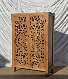 Modern Solid Wood <b>Wardrobe</b> Almirah with Multiple Storage Shelves and Hanging Space Bedroom Furniture <b>Large</b> Capacity - Product Image 1