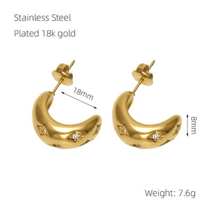 Orecchini a filo da donna in acciaio inossidabile placcato oro 18k, stile europeo-americano, alla moda, versatili, all'ingrosso per il mercato di nicchia - Product Image 6