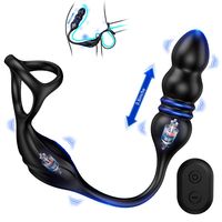 Fernbedienung Männlicher Prostata-Massage vibrator Dual Ring Butt Plug 3 in 1 Hoden stimulator mit Teleskop modi für Paare