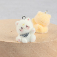 Porte-clés, pendentif de voiture, breloque de sac et sangle de téléphone motif chat de dessin animé floqué et mignon