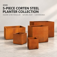 Pots et jardinières en métal, grande jardinière en acier corten rouillé, pot à fleurs d'extérieur