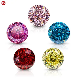 GIGAJEWE cyan pink blue yellow red color round Portuguese cut moissanite gemstone wholesale for jewelry making