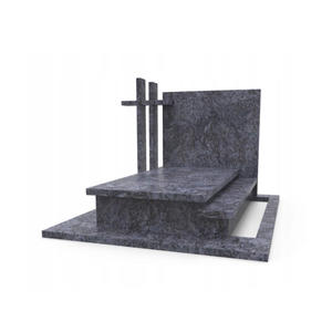 Magnifique pierre tombale double en granit bleu Bahamas de qualité supérieure avec double croix - Product Image 1