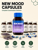 Capsules OEM Soutien Émotional Safran Ashwagandha Anti-Stress Tension Bien-être Système Nerveux Marque Privée 60 gélules