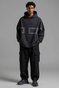 TKAN677 OEM personalizado hombres de gran tamaño Hip Hop Sudadera con capucha 380 Gsm negro serigrafía pesada Sudadera con capucha personalizada 100% algodón Sudadera con capucha para hombres - Product Image 2