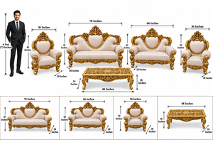 Juego de Sofás Dorados de Estilo Europeo, Muebles Antiguos de Lujo Hechos a Mano, Marco de Madera Tallado Ornamentado, Diseño Real para Mansiones - Product Image 6