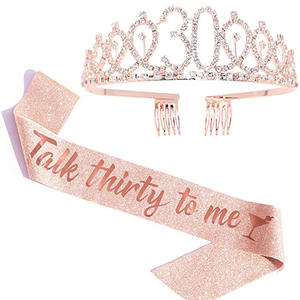 18th Champagne 20th 30th Birthday Queen Sash Rhinestone Tiara Kit 21st 30th Regalos de <span class=keywords><strong>cumpleaños</strong></span> Mujeres Suministros de fiesta de <span class=keywords><strong>cumpleaños</strong></span> SD496 - Product Image 3