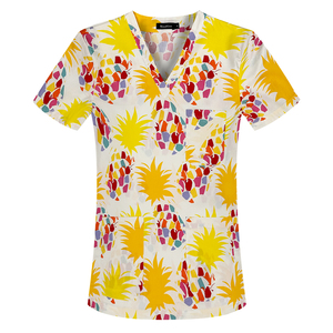 100% algodón elástico Scrub Tops uniformes médicos impreso Scrubs Top quirúrgico médico Scrubs uniforme - Product Image 5