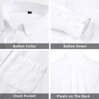 Kemeja Pria Lengan Panjang Kasual Warna Solid Bahan Oxford Berhias Manik-Manik, Model Kerah Kancing, Dapat Dicuci Mesin, Laris Manis Musim Semi, Impor