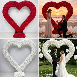 Promise Heart Shape Rose <b>Arch</b> Artificial Flower Wedding Proposal <b>Decor</b> Romantic Dreamy Reusable Recyclable - Product Image 2