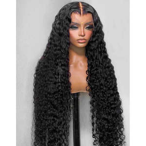 Raw Brazilian 250 densitas 40 inci HD gelombang dalam renda depan Wig 13x4 renda depan rambut manusia keriting lurus Jerry keriting gelombang alami - Product Image 2