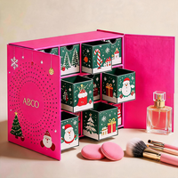 Boîte en papier de calendrier de l'avent cosmétique de Noël personnalisée de luxe avec impression UV, 12 ou 24 jours, emballage pour bijoux et rouges à lèvres