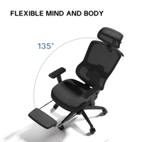 Chaise de bureau ergonomique moderne haut de gamme en maille avec dossier haut, pivotante, avec appui-tête réglable pour usage scolaire