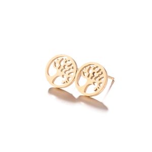Moda rosa argento placcato oro 18K in <span class=keywords><strong>acciaio</strong></span> inox piccolo Charm <span class=keywords><strong>albero</strong></span> <span class=keywords><strong>della</strong></span> <span class=keywords><strong>vita</strong></span> <span class=keywords><strong>orecchini</strong></span> <span class=keywords><strong>orecchini</strong></span> per le donne - Product Image 2