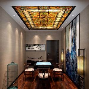 Grande Décoration Murale en Verre Tiffany Teinté pour Plafond, Motif Skyline, pour Hôtels, Villas, Salles et Gymnases - Durable - Product Image 4