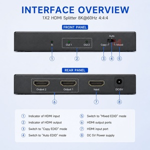 Répartiteur <span class=keywords><strong>HDMI</strong></span> 2.1 1x2 8K60Hz 4:4:4 48 Gbps avec HDR10, EDID et Downscaler - Product Image 3