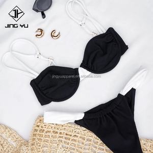 Trajes de Baño de Diseño de Última Moda, Fabricante de Trajes de Baño Personalizados, Tela Ecológica de RPET Carvico con Textura Arrugada y Acanalada, Conjuntos de Bikini - Product Image 5