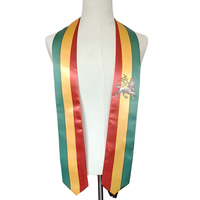 Écharpe de cérémonie personnalisée de 72 pouces de long, motif Drapeau Lion Rastafari d'Éthiopie, impression numérique ou par sublimation, pour remise de diplôme ou drapeau national