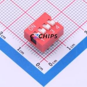 SMQS-04R-TP DIP Switch Switch ( Type: Flat Toggle, Raised Type )( Number of Switch Sections: 4 )( Lead Spacing: 2.54mm ) - Product Image 1