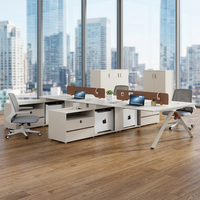 Poste de travail en îlot de bureau, bureau informatique moderne en L, station de travail avec cloison pour employés, ensemble de mobilier de table, vente en gros