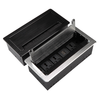Prise de table universelle pour réunion de bureau 3 prises 2 USB Lan Tele VGA 266*130 Prise rabattable à brosse pour prise UE US UK Afrique du Sud