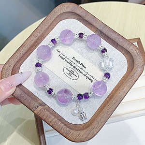Pulsera de Cristal Natural de Cuarzo Morado de Diseño Moderno, Joyería Coleccionable para Mujer, Cadena de Mano para Regalo, Disponible al por Mayor - Product Image 3