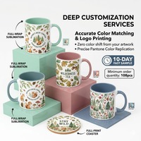 Juego de Regalo de Taza de Cerámica Personalizada Premium con Sublimación y Posavasos de Corcho, Certificado por la FDA/LFGB, Apto para Alimentos, en Caja de Lujo Personalizada