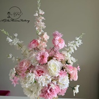 Grand arrangement floral artificiel de pivoines roses, fleurs en soie rose poudré pour le printemps, centre de table pour décoration de mariage, vente en gros