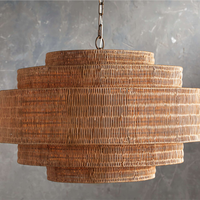 Luminaire suspendu en rotin naturel industriel, abat-jour tissé à la main, éclairage en bambou, lustre