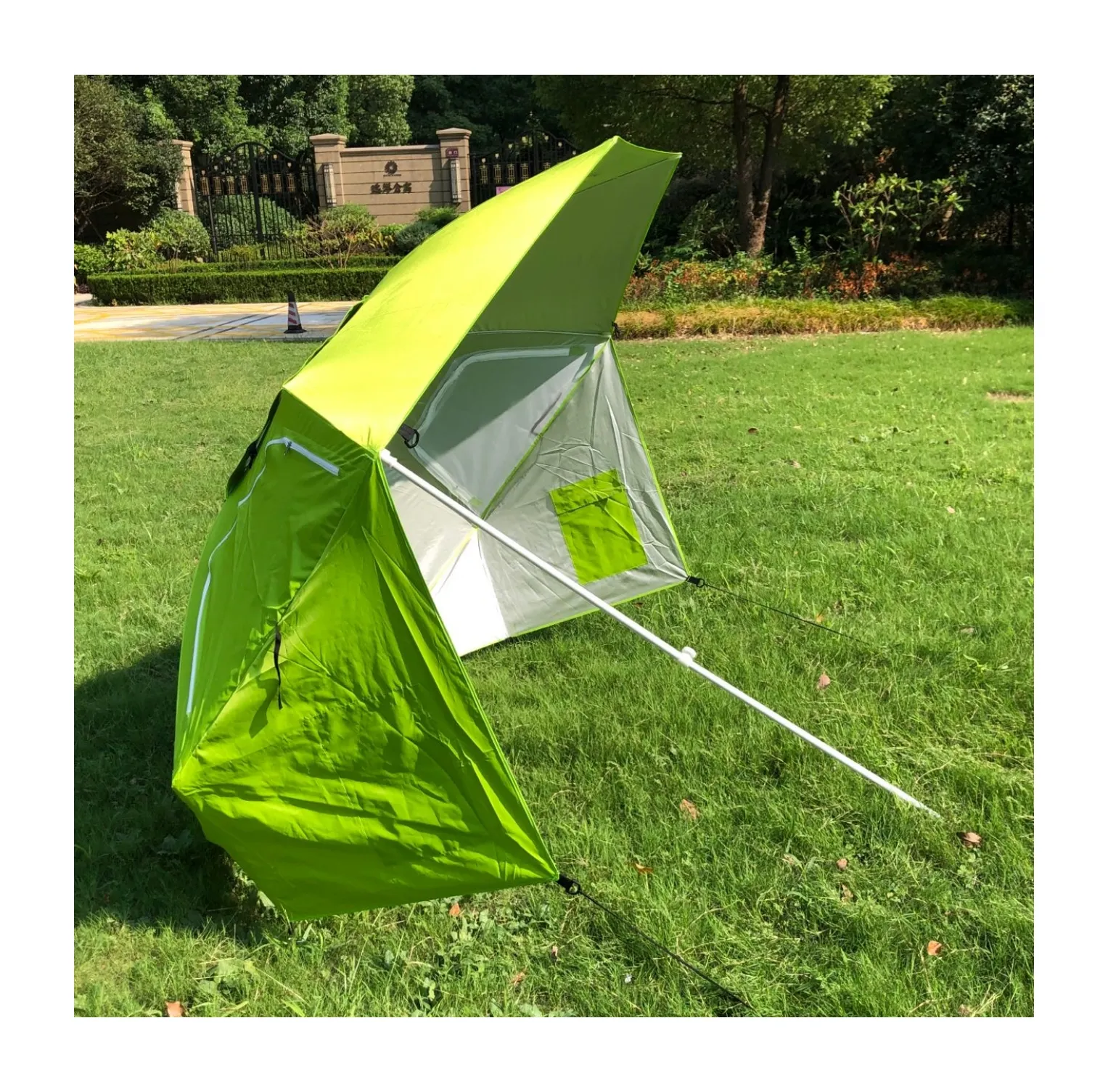 Spf 50 + güneş ve yağmur güneş şemsiyesi plaj şemsiyesi yan Flaps ile plaj ve spor kamp açık şemsiye gölgelik çadır