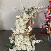 Composition florale artificielle blanche en soie, Hortensia et Gypsophile, pour arche, décoration de toile de fond de mariage et chemin de table floral