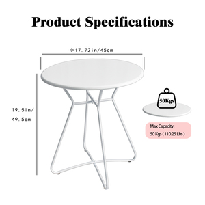 Tavolino rotondo <span class=keywords><strong>in</strong></span> metallo da 17,72 pollici, elegante tavolino da banchetto con cuscino <span class=keywords><strong>in</strong></span> <span class=keywords><strong>plastica</strong></span> per uso interno ed esterno - Product Image 5