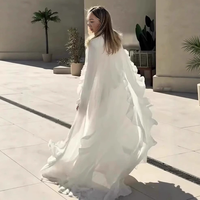 Robe Abaya personnalisée OEM, style vintage inspiré de Dubaï, à manches cloche amples, à volants, longueur ras du sol, à motifs floraux, respirante, pour femmes, pour usage quotidien et pour les fêtes