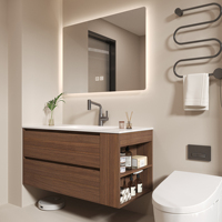 Ensemble de meubles de salle de bain modernes en aluminium alvéolé étanche avec lavabo intégré et armoire écologique pour hôtels et appartements
