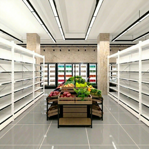 Estanterías de Acero Blancas para Supermercados, Góndolas de Exhibición para Tiendas de Abarrotes, Almacenamiento para Pasillos - Product Image 1