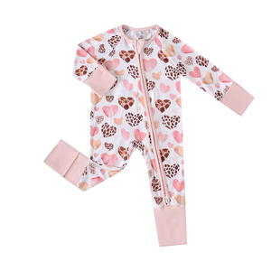 Piyama Bayi Perempuan Motif Bambu Warna-warni Bahan Bernapas Lembut Baju Tidur Balita Resleting Satu Potong untuk Sehari-hari di Rumah - Product Image 1