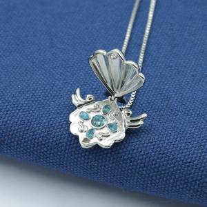 Sirène Mélodie Clavicule Chaîne Zircon Chantant Poisson Fée Shell Collier - Product Image 6