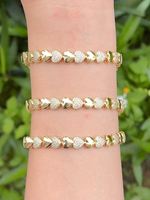 Bracelet Famille Amour avec Double Breloque Enfants & Cœur, Incrustation de Zircon CZ, Bracelet Chaîne Boîte pour Maman avec Deux Enfants Garçon Fille