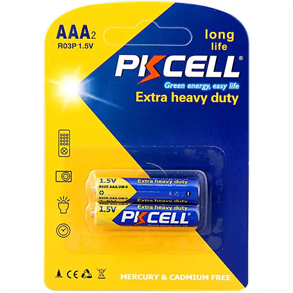 Çin sıcak satış pkcell R03P karbon pil 1.5v r03 um4 aaa karbon çinko pil kuru hücre