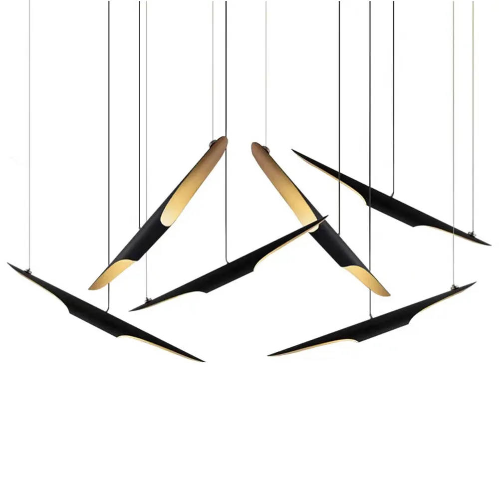 Modern nordic indoor lighting metal tube black gold aluminum led ceiling light pendant lamp