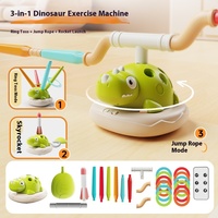 Machine de sport dinosaure trois-en-un, jouet éducatif d'intérieur et d'extérieur, saut à la corde, lancer d'anneaux, jouet sensoriel pour enfants et parents